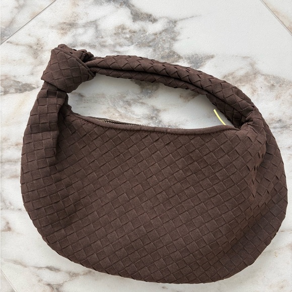 Commense Woven Brown Hobo Shoulder Bag • Knot Handle - Picture 6 of 10
